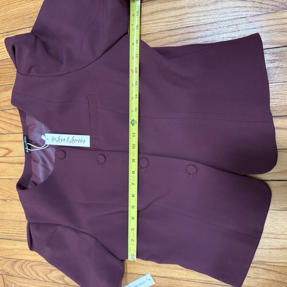 For Love & Lemons NWT Selena Burgundy Short Sleeve Blazer Top‎ Size XL - Picture 9 of 10